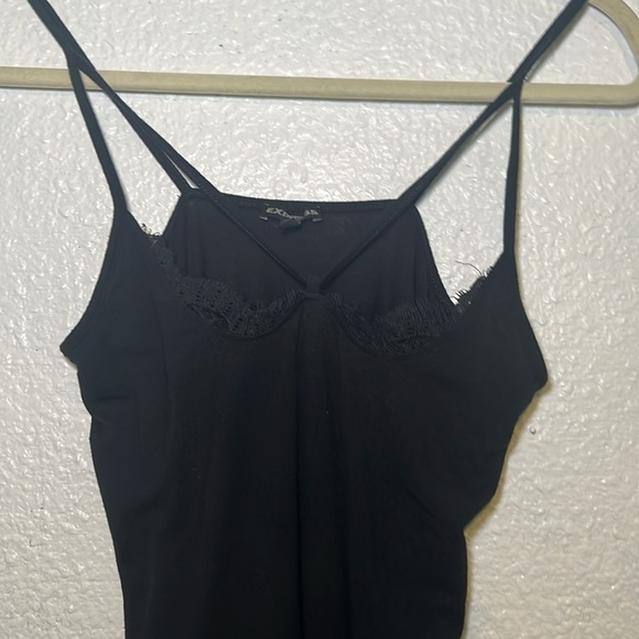Express black spaghetti strap tank top with lace in front size XS - Picture 2 of 8